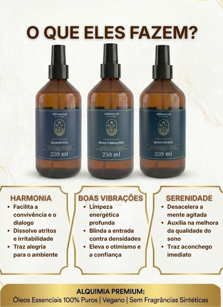 Aromatizadores Spray Premium Natal Kit Trio: Boas Vibrações, Harmonia e Serenidade