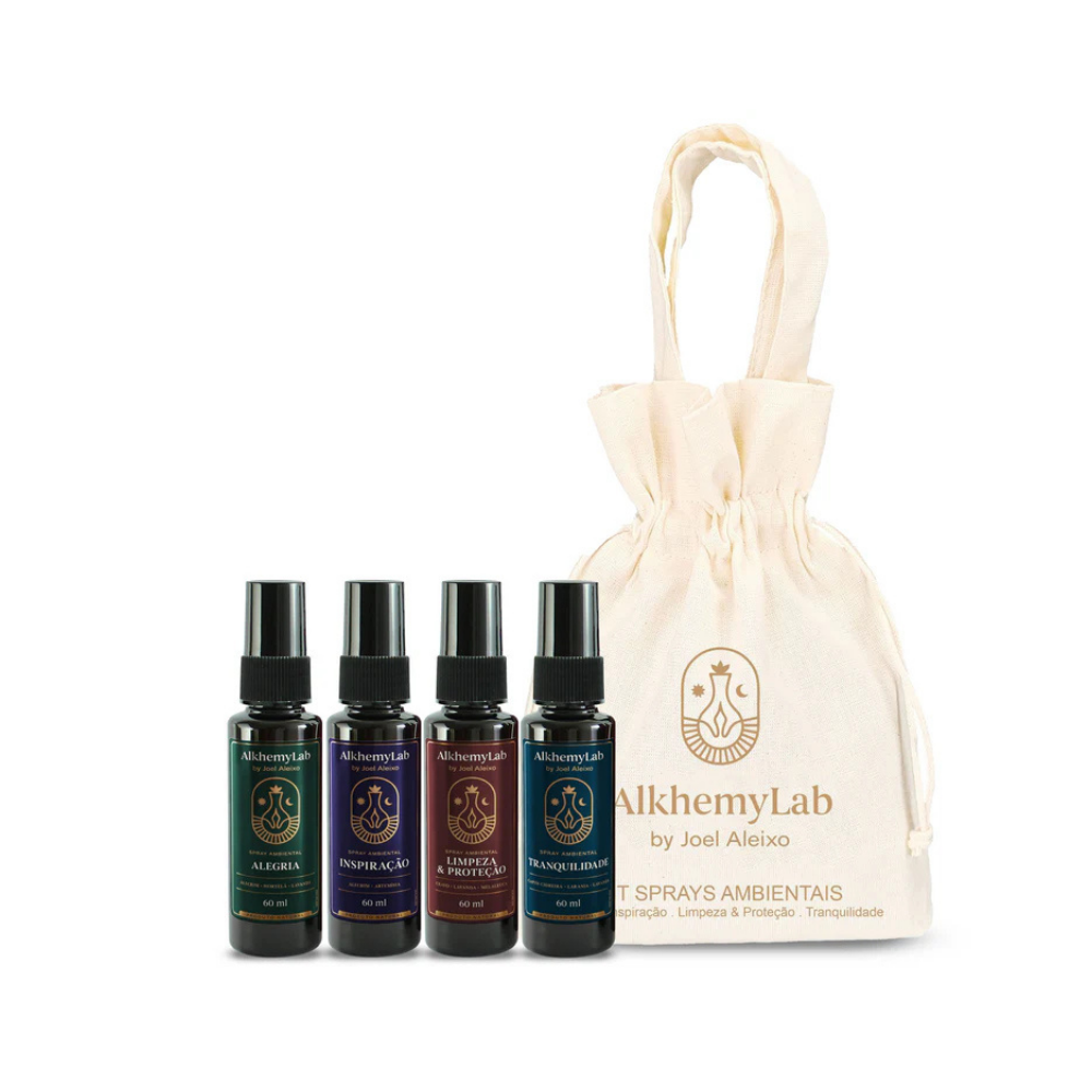 Kit 4 Sprays Ambientais 60ml + Necessaire